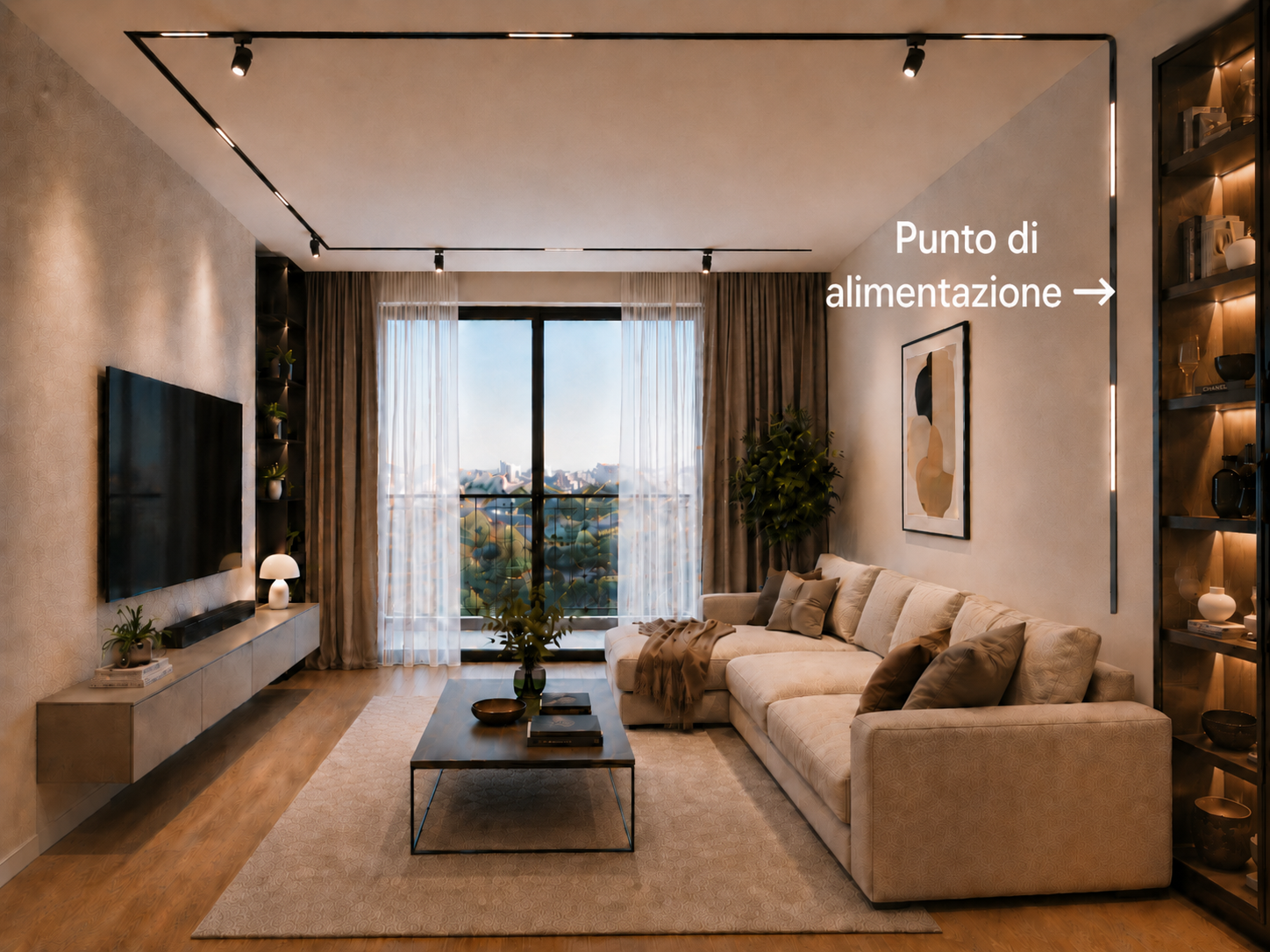 Illuminazione con sistema a binario