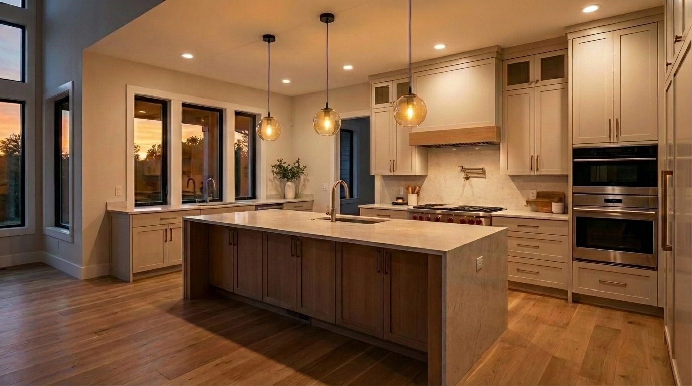 Illuminazione isola e tavolo da pranzo