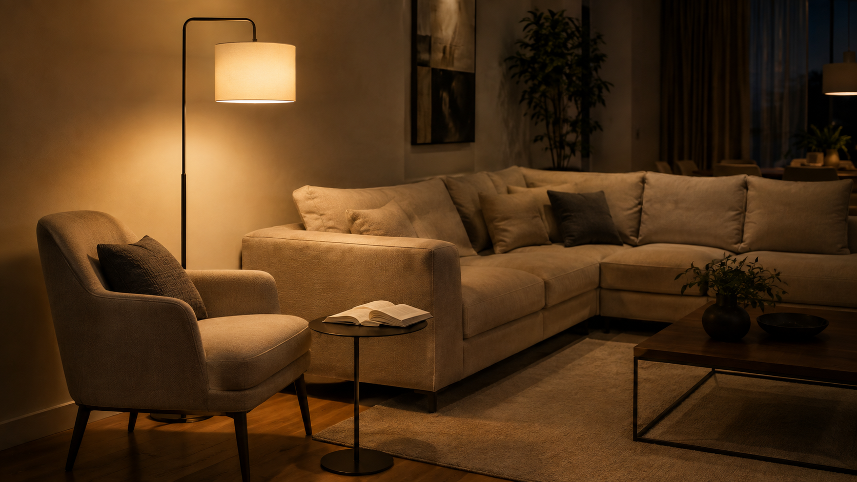 Lampada da terra LED per zona lettura in soggiorno