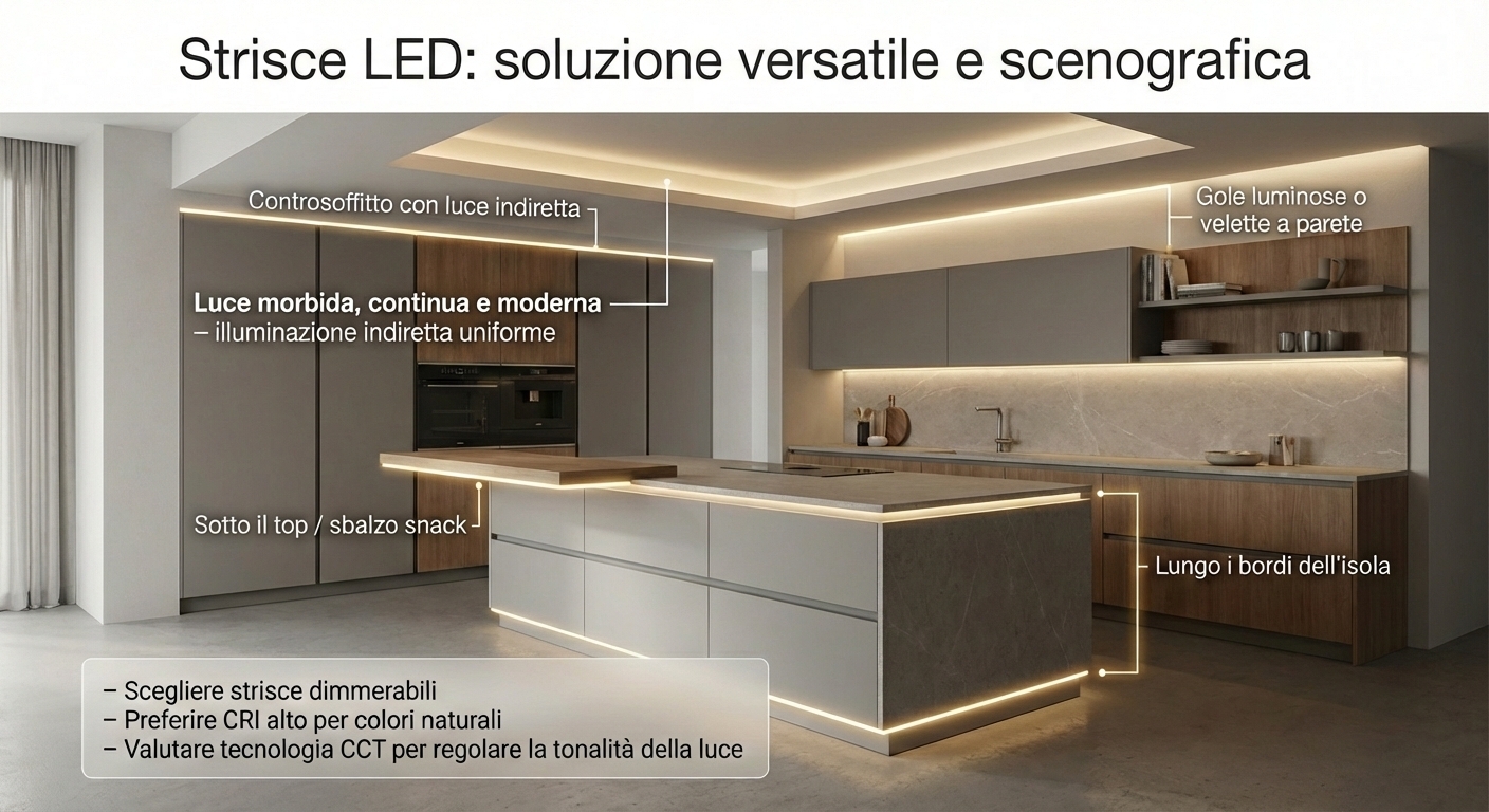 Soluzione di illuminazione con strisce led