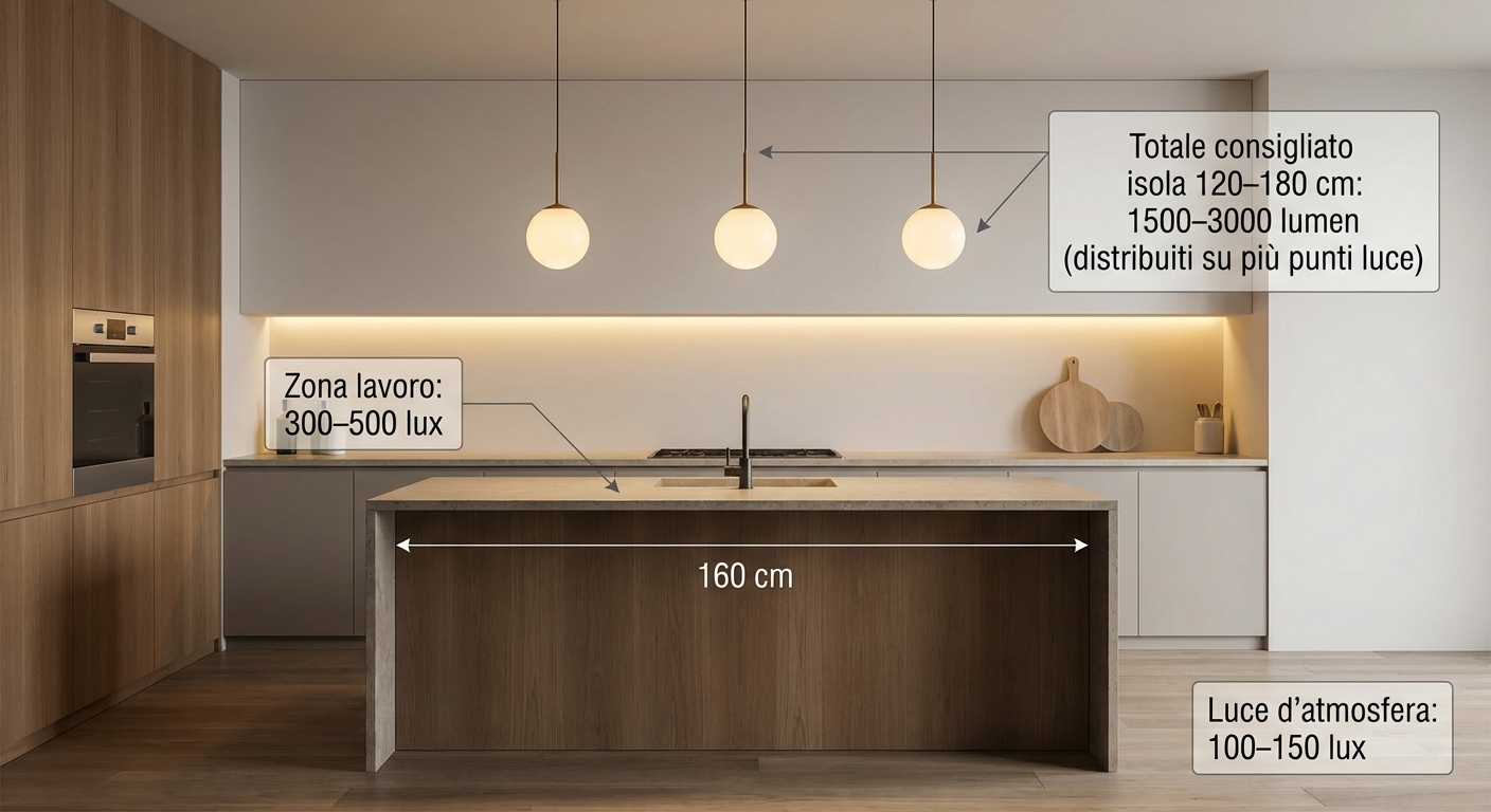 Lux necessari per illuminazione cucina e tavolo da pranzo